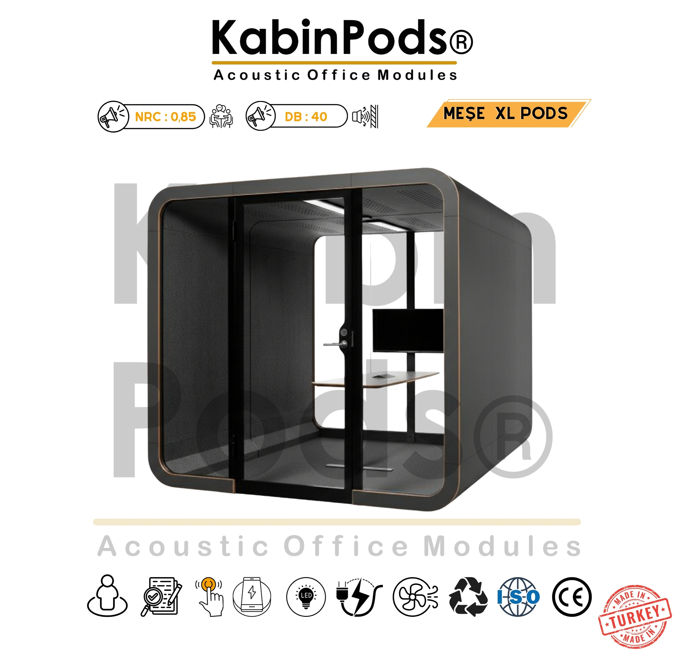 Çalışma Kabini WorkPod WP-187 - Ses Yalıtımlı 4-6-8 Kişilik Kabin